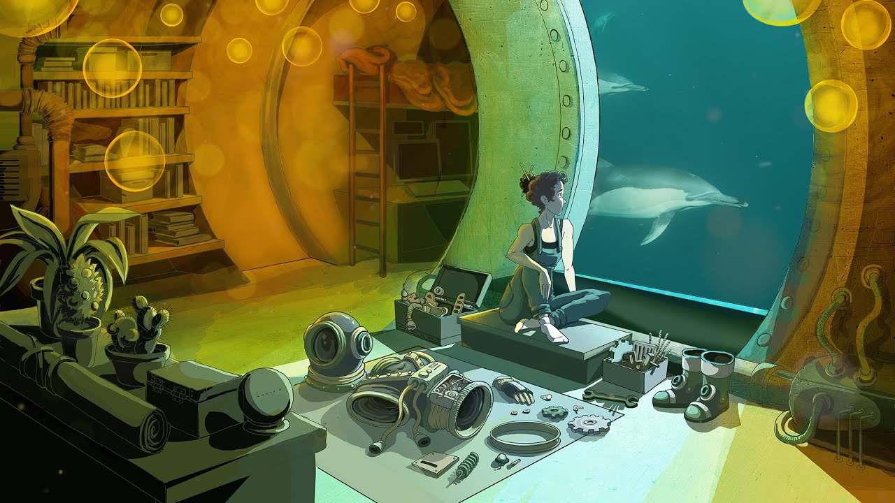 ASMR Day 235 of Deep Sea Research Lab Staion, an Explorer's Room●Underwater Ambience & Piano Music