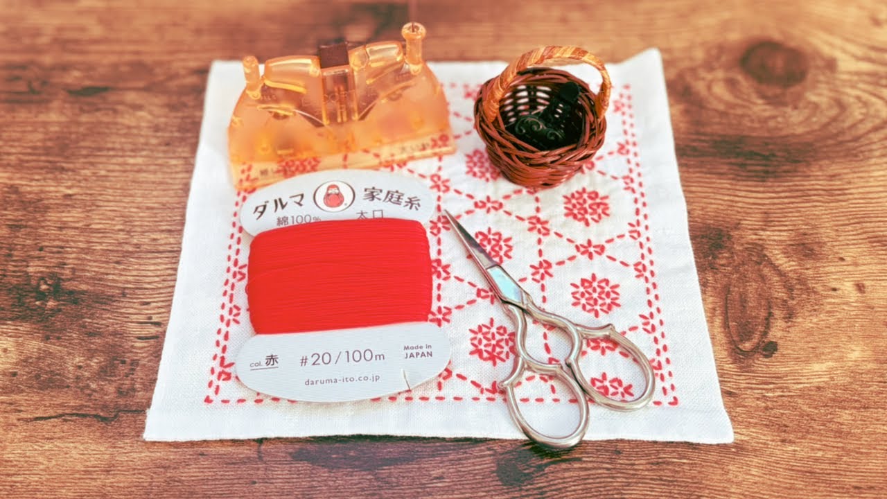 刺し子🧵Japanese traditional craft Sashiko🪡わらべすくさんのサンプラー【基本編】#刺し子