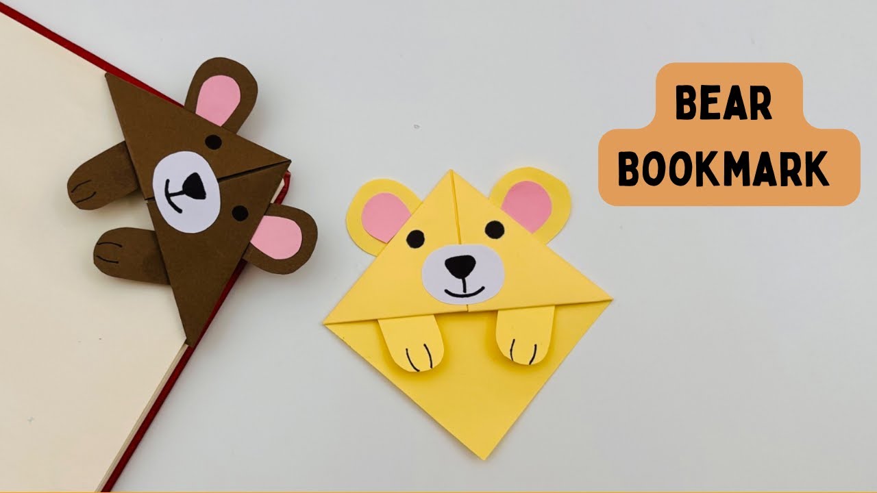 DIY Paper BEAR Corner Bookmark!!! Paper Crafts For School / Origami Bear Bookmark / Paper Craft