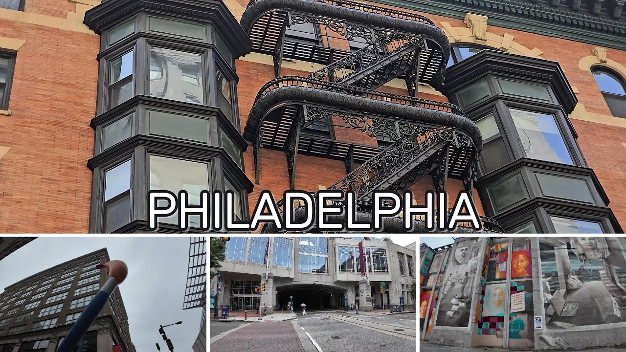 [4K] Historic Fire Escape & Walk around the  Philadelphia Convention Center and Broad Street