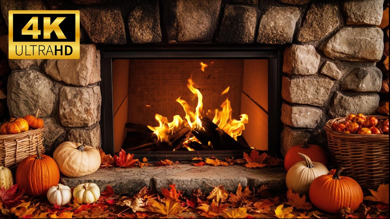 Fireplace 4K with Realistic Crackling Fire Sounds  Cozy Rustic Ambience for Stress Free Sleep
