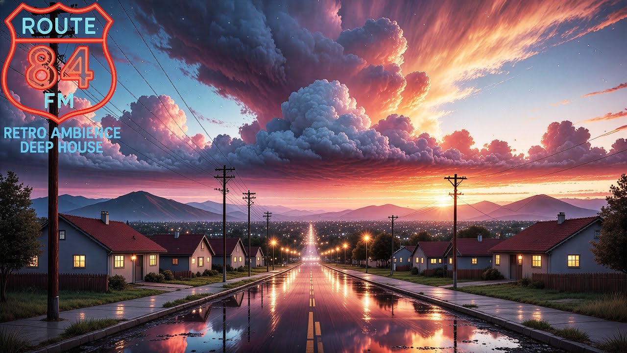 Route84FM – Skylane | Dreamy Deep House Sunset Drive, Wet Asphalt Reflections | Analog Warmth