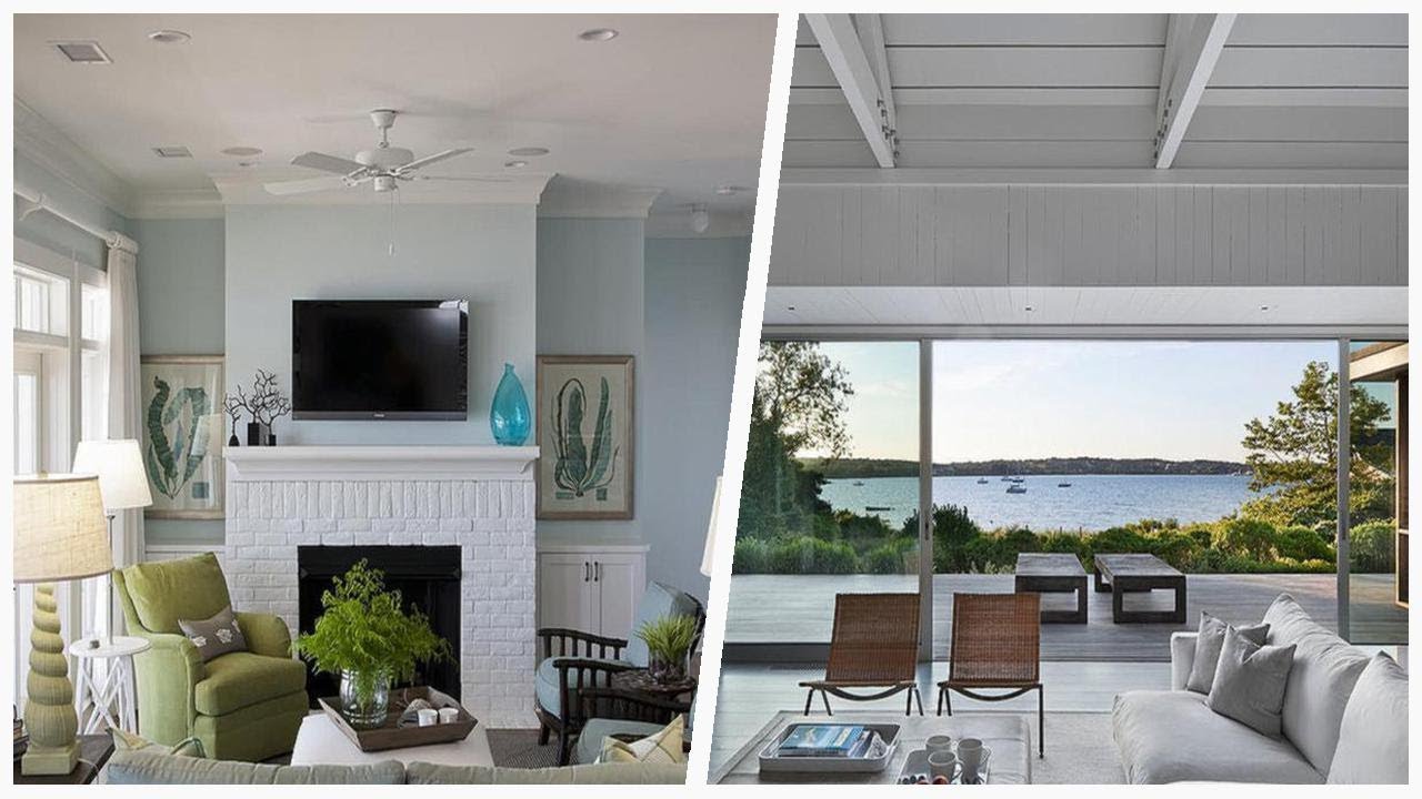 75 Coastal Gray Living Room Design Ideas You'll Love 🔴