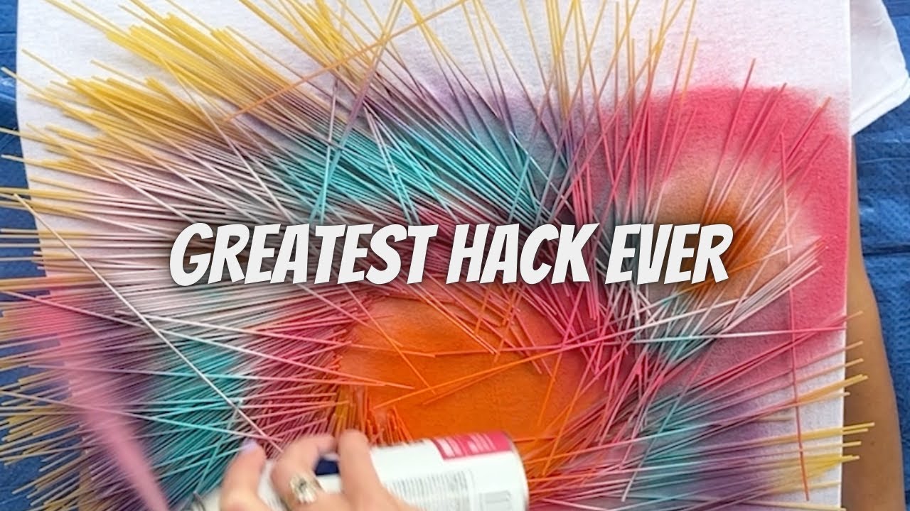 Spray paint spaghetti noodle shirt tie dye hack!