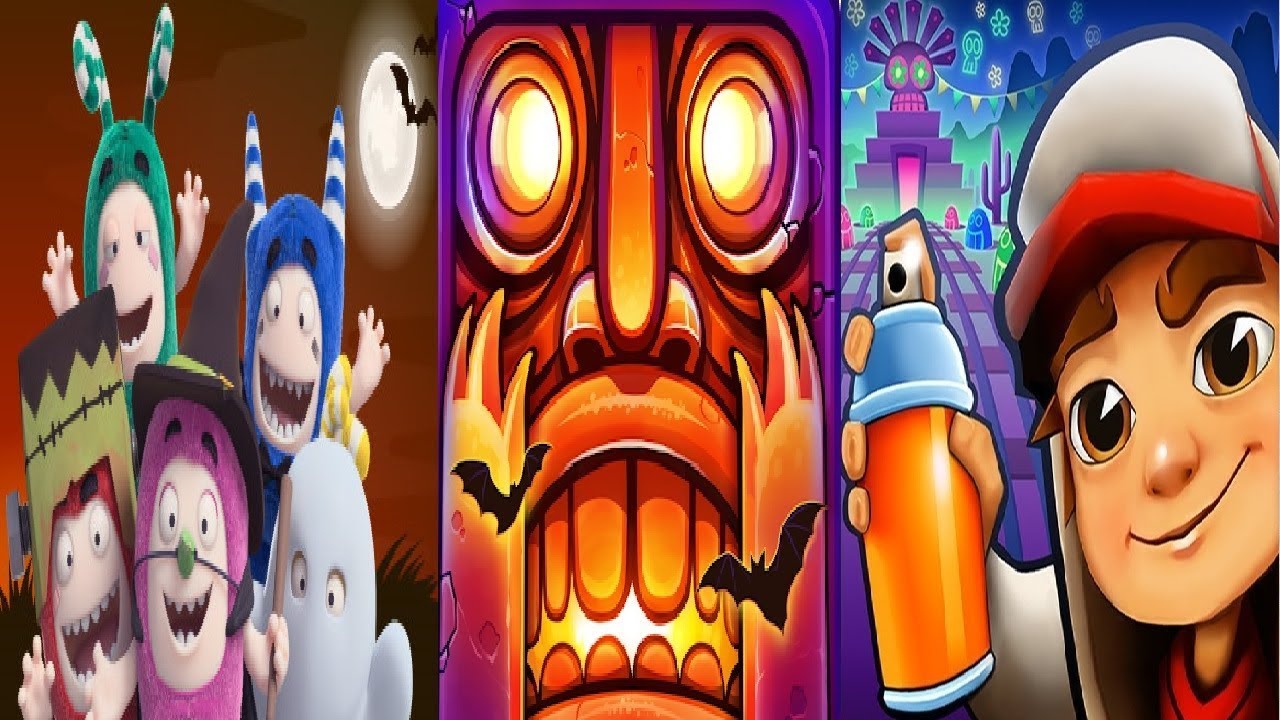 Oddbods Turbo Run Halloween 2019 VS Subway Surfers VS Temple Run 2 : SPOOKY RIDGE  HALLOWEEN 2019