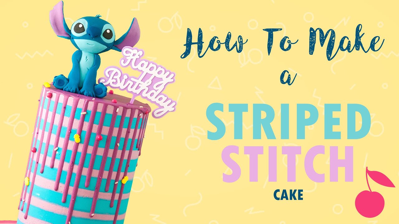 Striped Ganache Drip Stitch Cake Tutorial | How To | Cherry School