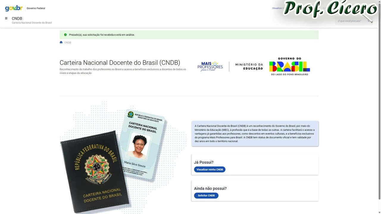 Tutorial de Como Solicitar Carteira Nacional Docente do Brasil (CNDB)