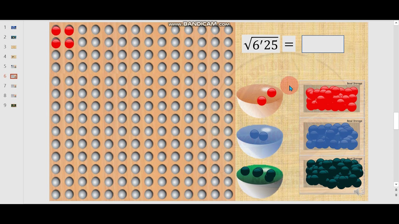 EXTRACTING THE SQUARE ROOT USING PEGS & PEGBOARD