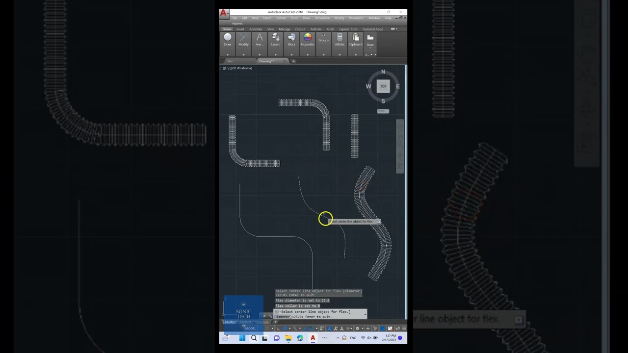Draw a flexible duct in AutoCAD 2023