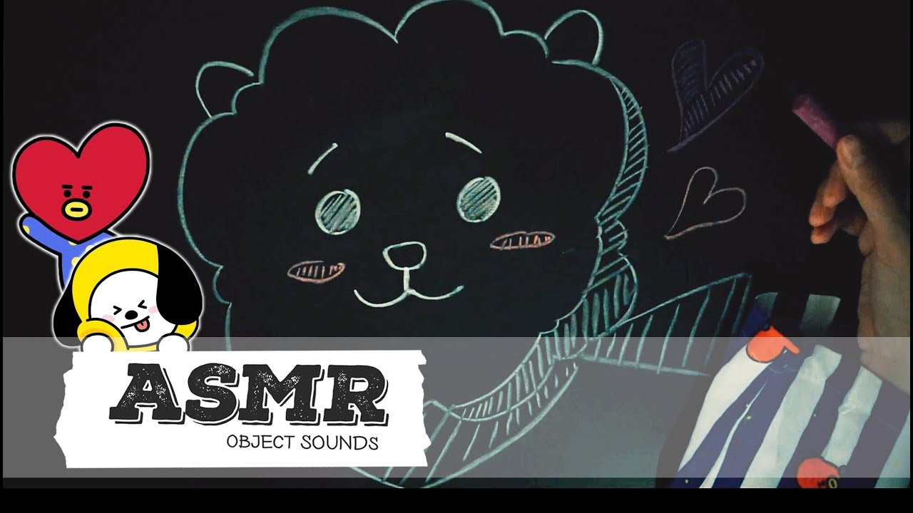 [ASMR/힐링]잠이오는 분필소리 BT21캐릭터그리기/Ear-to-Ear Chalk&Chalkboard(drawing)/BTS(방탄소년단)캐릭터/No talking