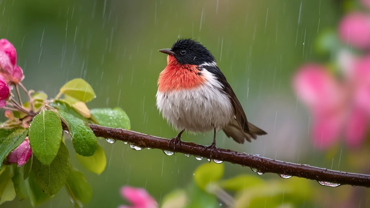 🍃 Relaxing Piano and Birds with Rain Sounds for Stress Relief and Peaceful Sleep 🌟🎹🌺
