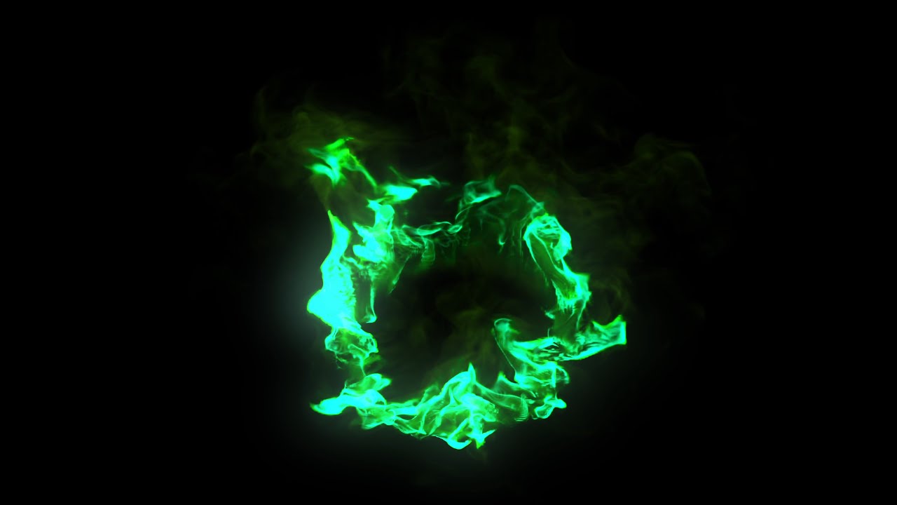 Burning Green Fire Background 4K – Glowing Emerald Flame Ring on Black