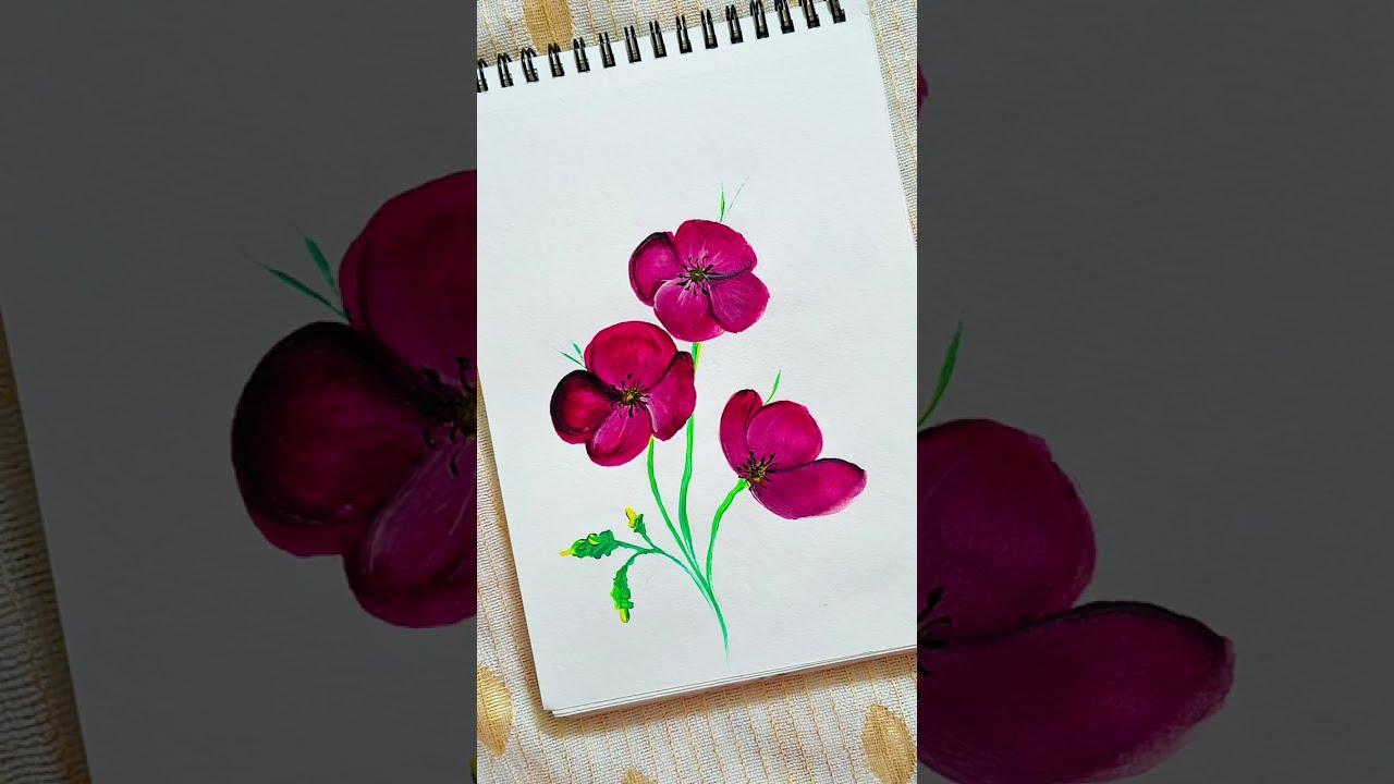 Amazing poppies flowers painting in acrylic paint 🎨😍 