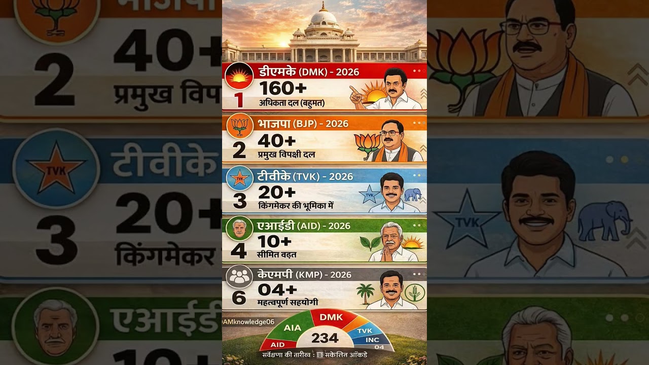 Tamil Nadu Election 2026 🔥 DMK 160+ Seats | BJP 40+ | TVK Kingmaker 😱 Big Opinion Poll Result!