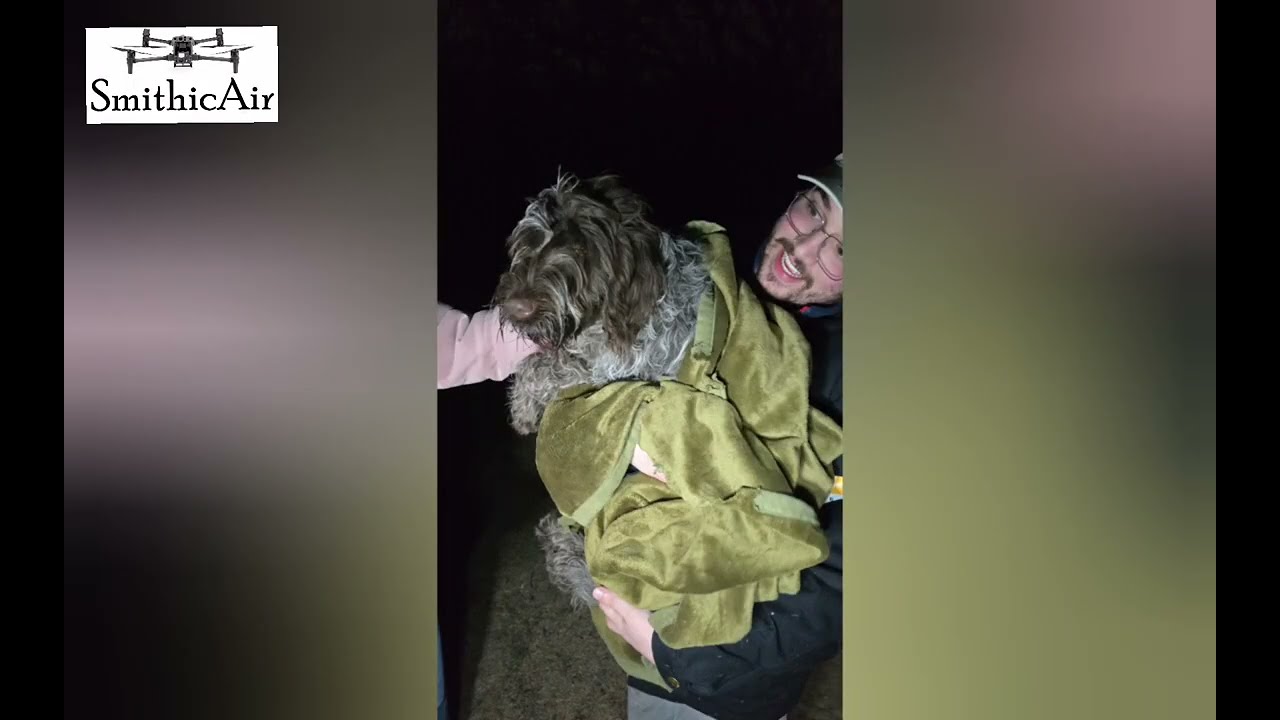 6 month old puppy found by thermal drone in thick brush - SmithicAir