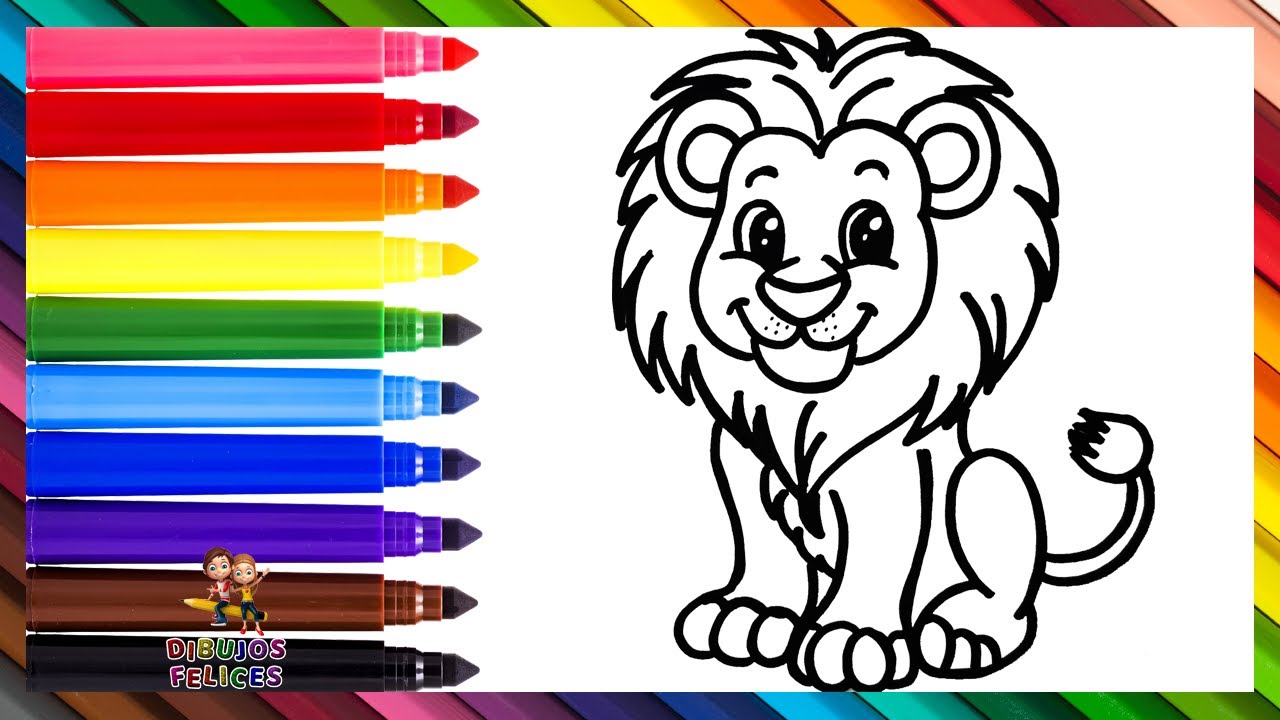 Cómo Dibujar Un Leon 🦁 Dibuja y Colorea Un Lindo Leon 🌈 Dibujos Para Niños