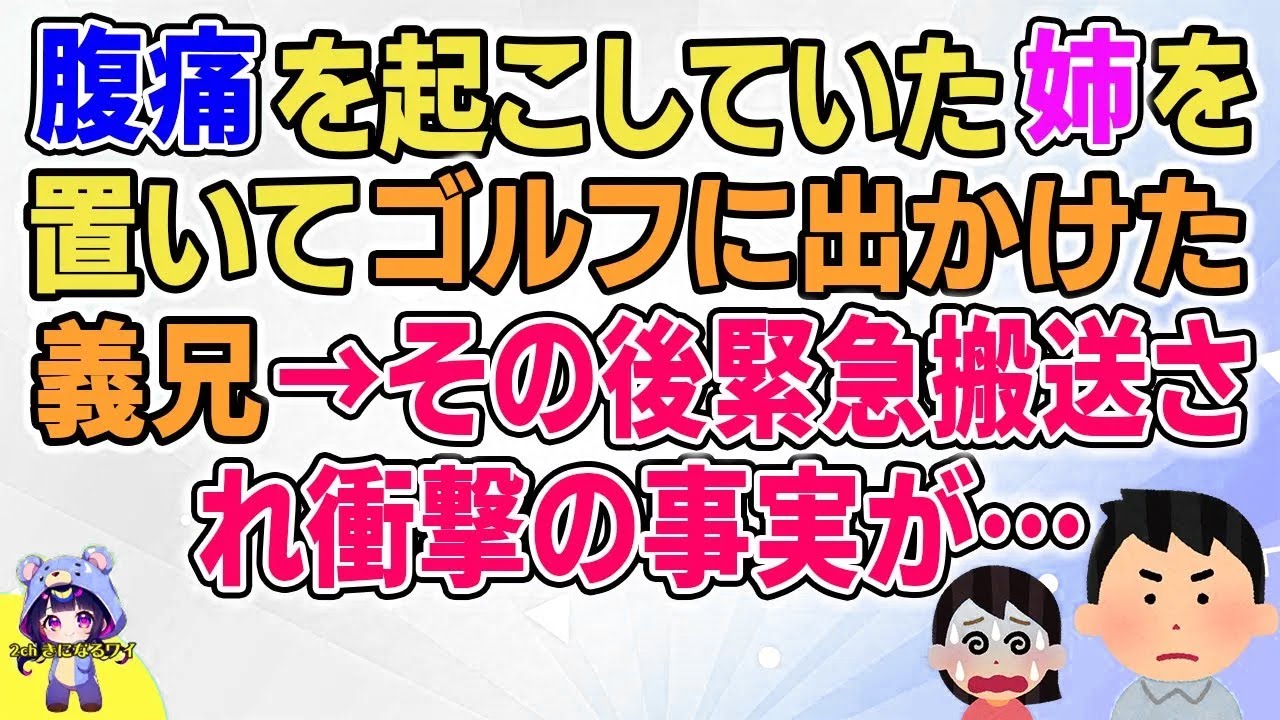 【2ch】【短編16本】腹痛を起こしていた姉を置いてゴルフに出かけた義兄→その後緊急搬送され衝撃の事実が…【総集編】【2ch面白いスレ 5ch ひまつぶし 作業用】