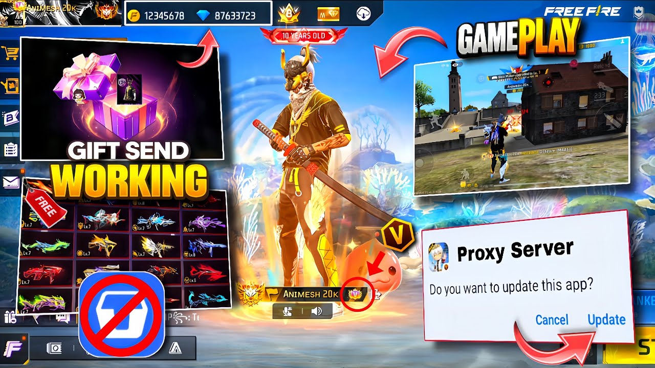 GAME START | GIFT SENDING 🎁 PROXY SERVER | NEW OB53 UPDATED PROXY SERVER | HOW TO DOWNLOAD 