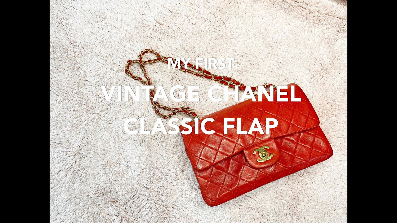 My First Vintage Chanel Classic Double Flap Bag in Red Lambskin