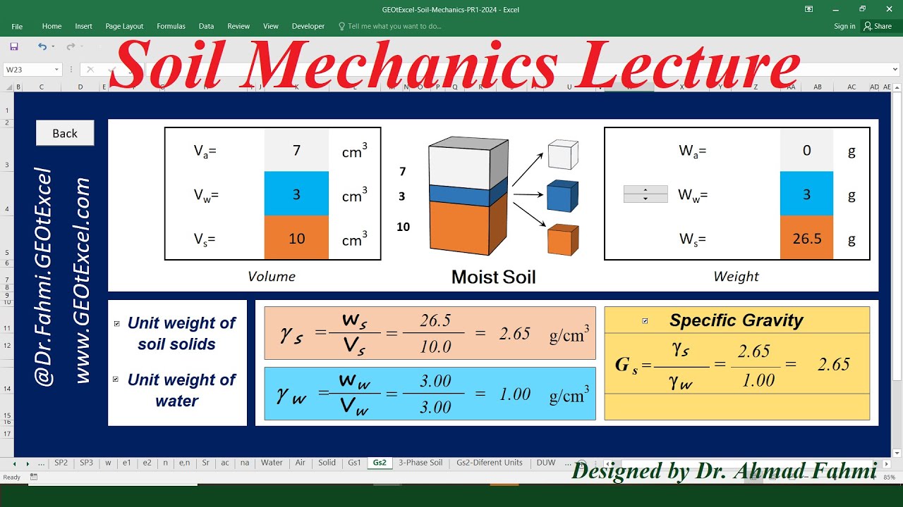 #soilmechanics :Understanding Soil Phase Relationships (e, n, Sr, w, Gs & Other Parameters in Excel)