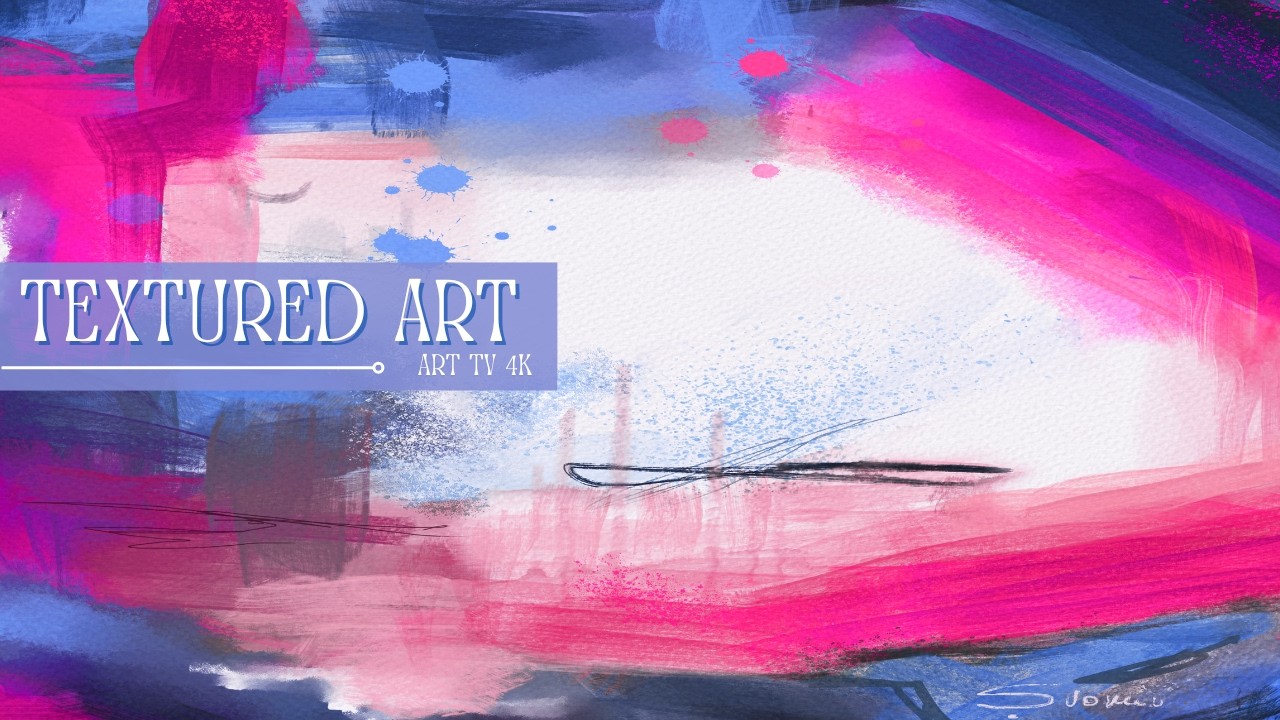 Transform Your TV with Textured Art | Pink and Blue Abstract Gouache & Watercolor