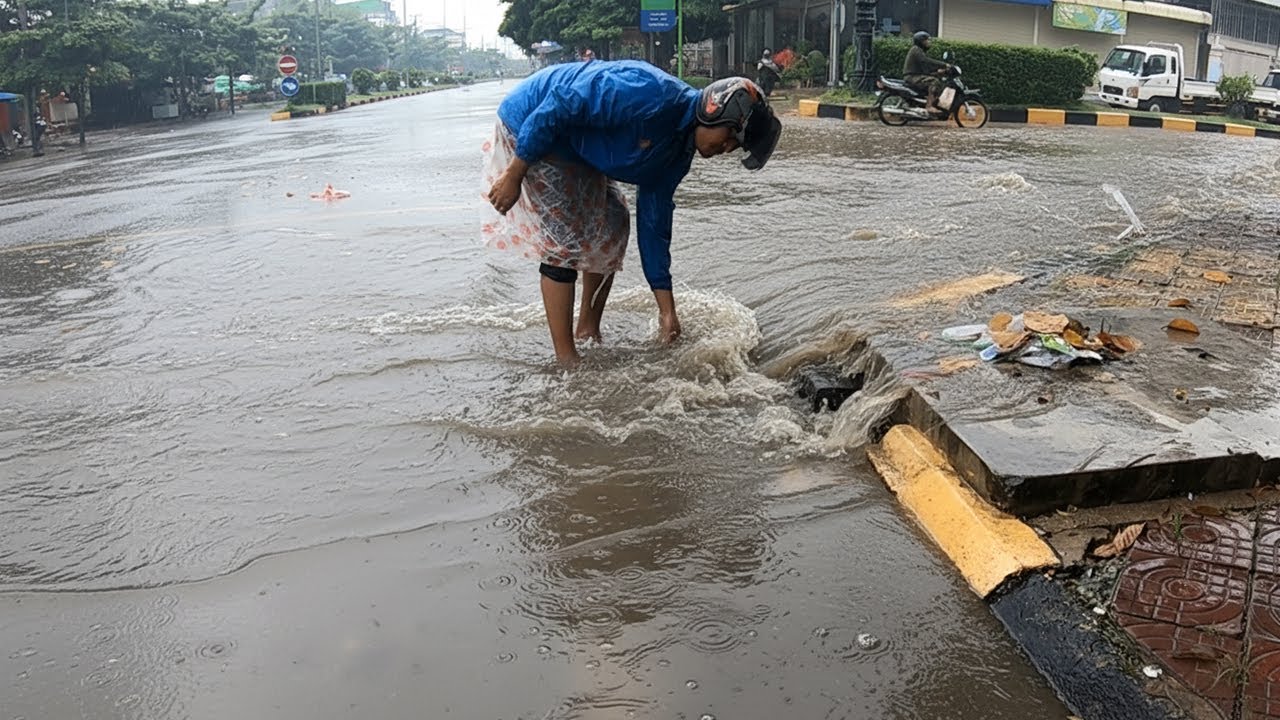 Daily Activity Clean Culvert Clogged Drain On Street