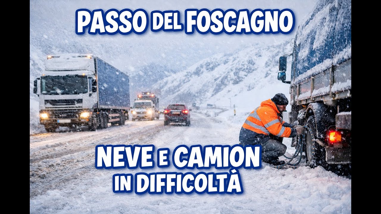 Livigno – Passo del Foscagno strada innevata | traffico e camion in difficoltà