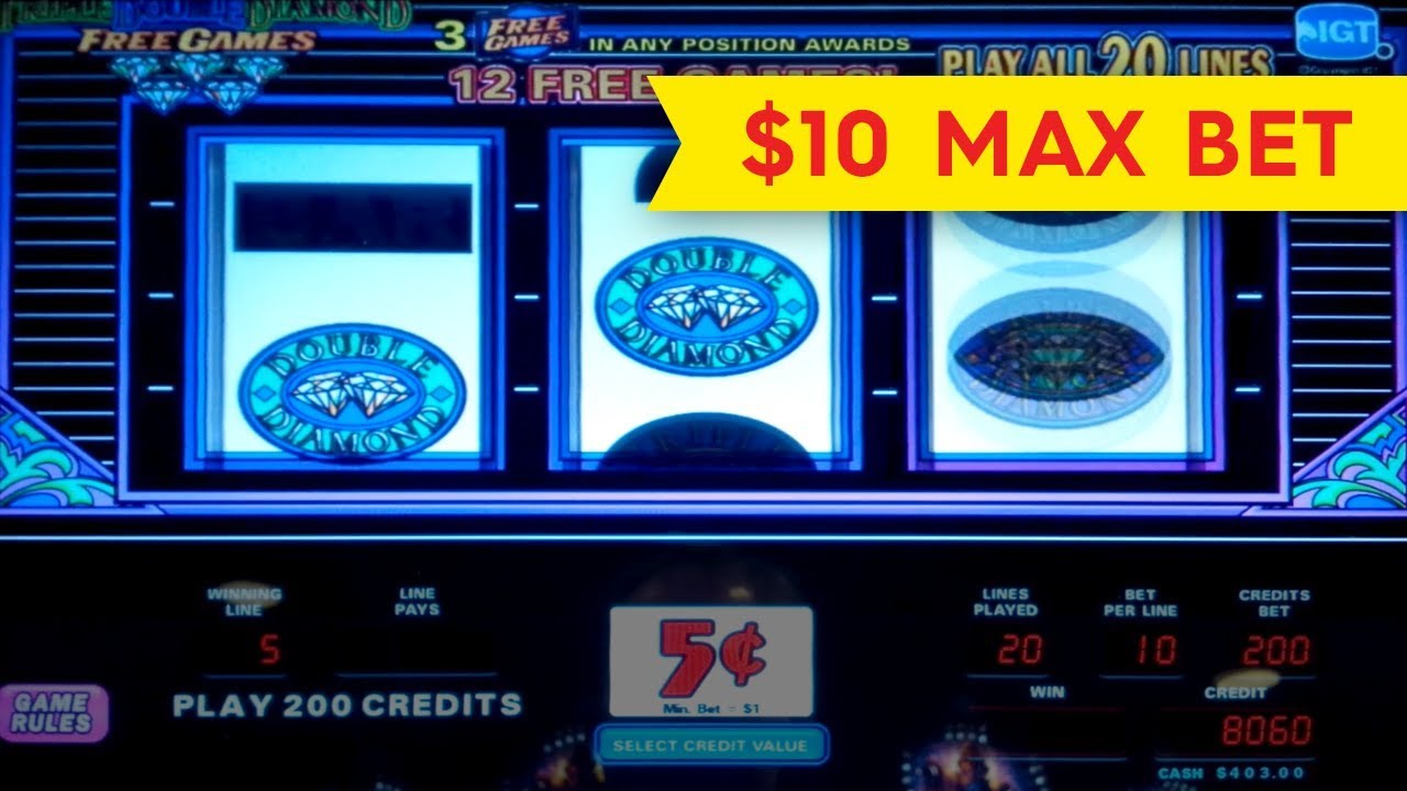 Triple Double Diamond Free Games Slot - $10 Max Bet - BIG WIN BONUS!