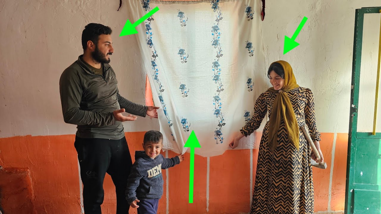 The final stage of home preparation;  installing curtains and final tidying up