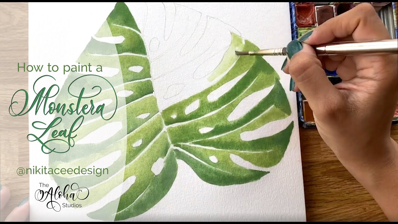 How to paint a watercolor Monstera leaf, Aloha guest tutorial with Nikita Cee