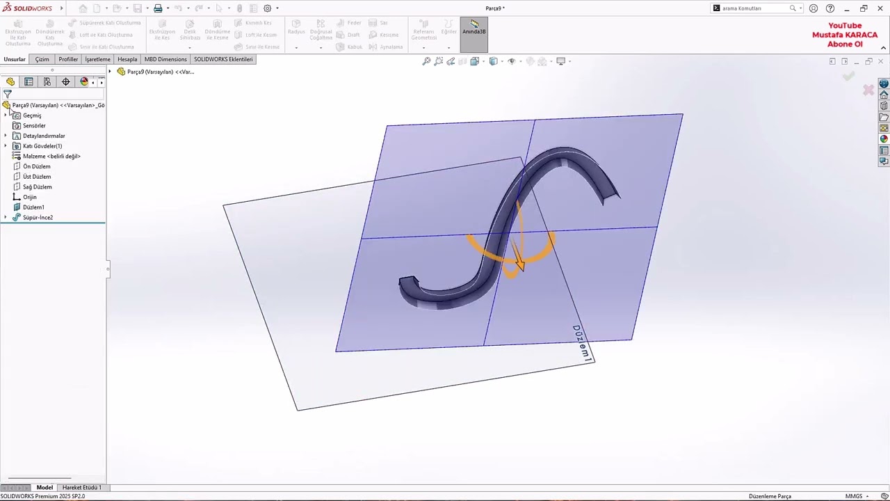3D Katı Oluşturma Komutları S&uuml;p&uuml;rerek - SOLIDWORKS 2025
