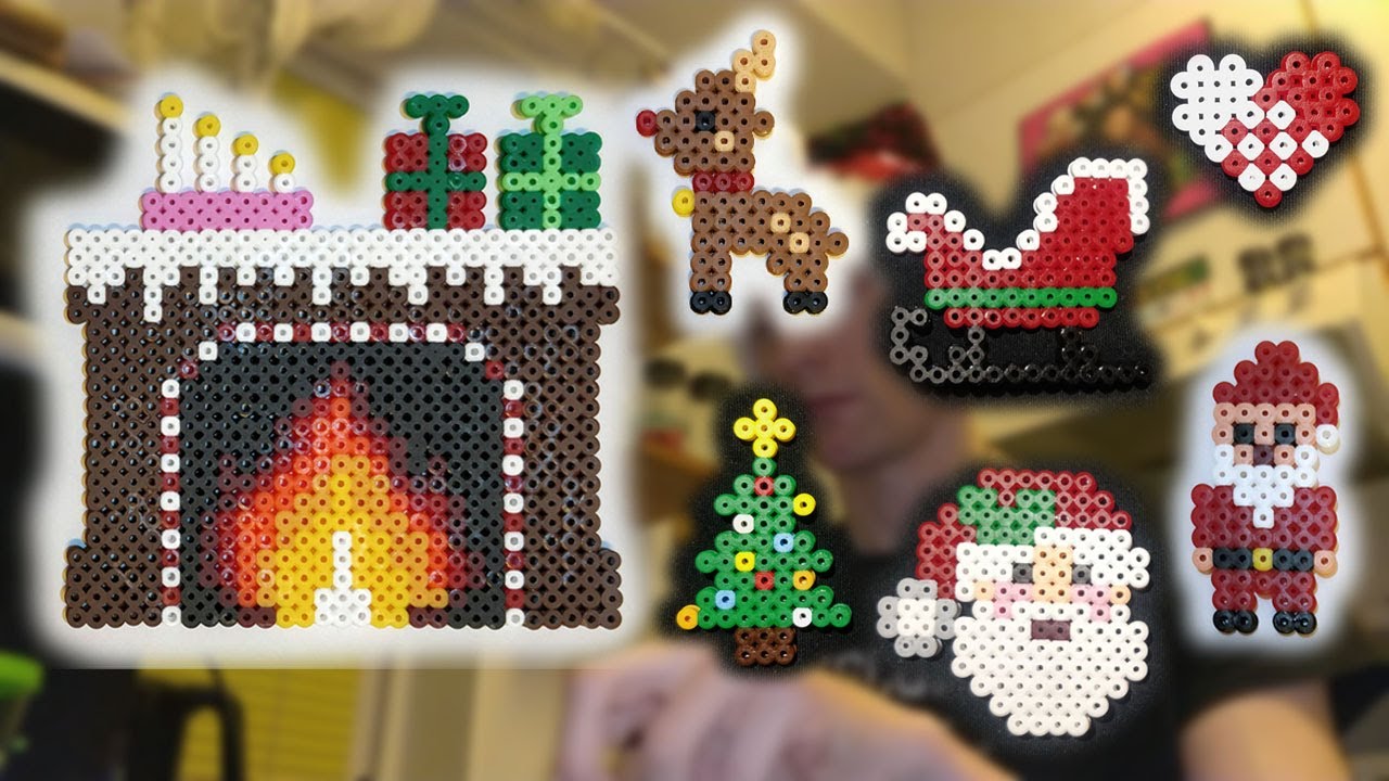 Mini jul pärlplattor, öppen spis (christmas perler beads)