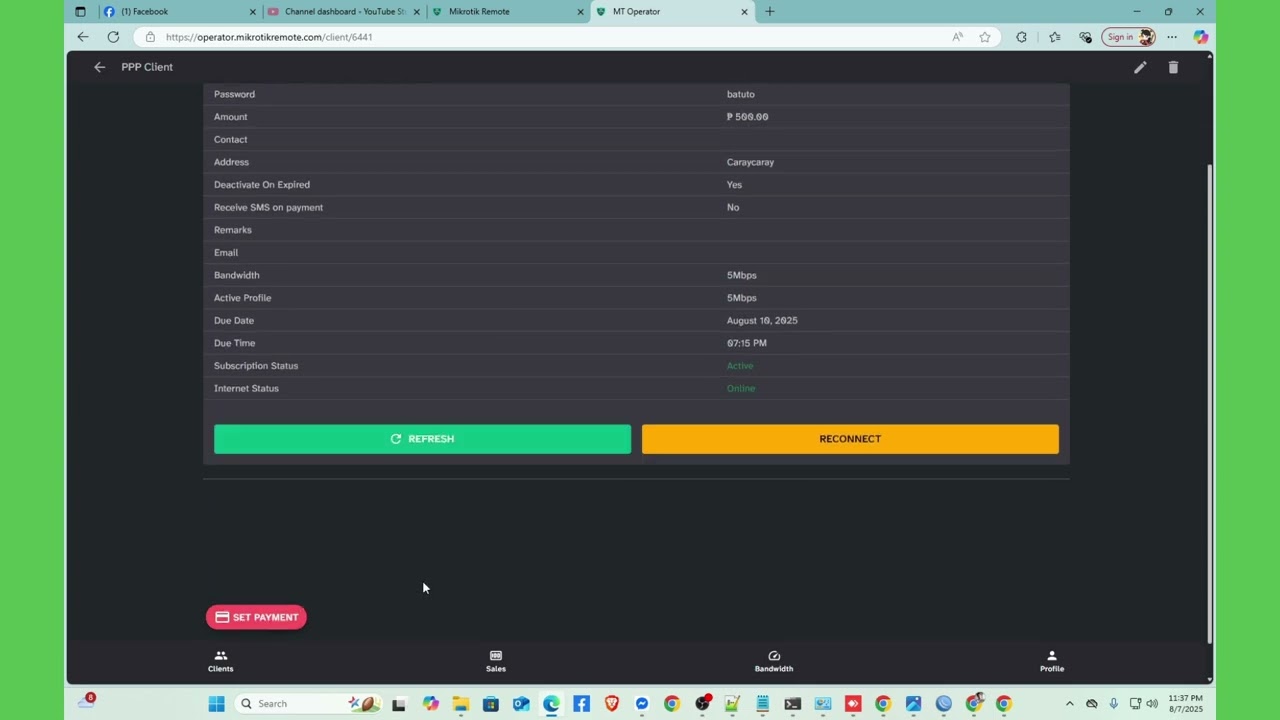 PPPoE Payment Reminder - MikrotikRemote PPP  Manager