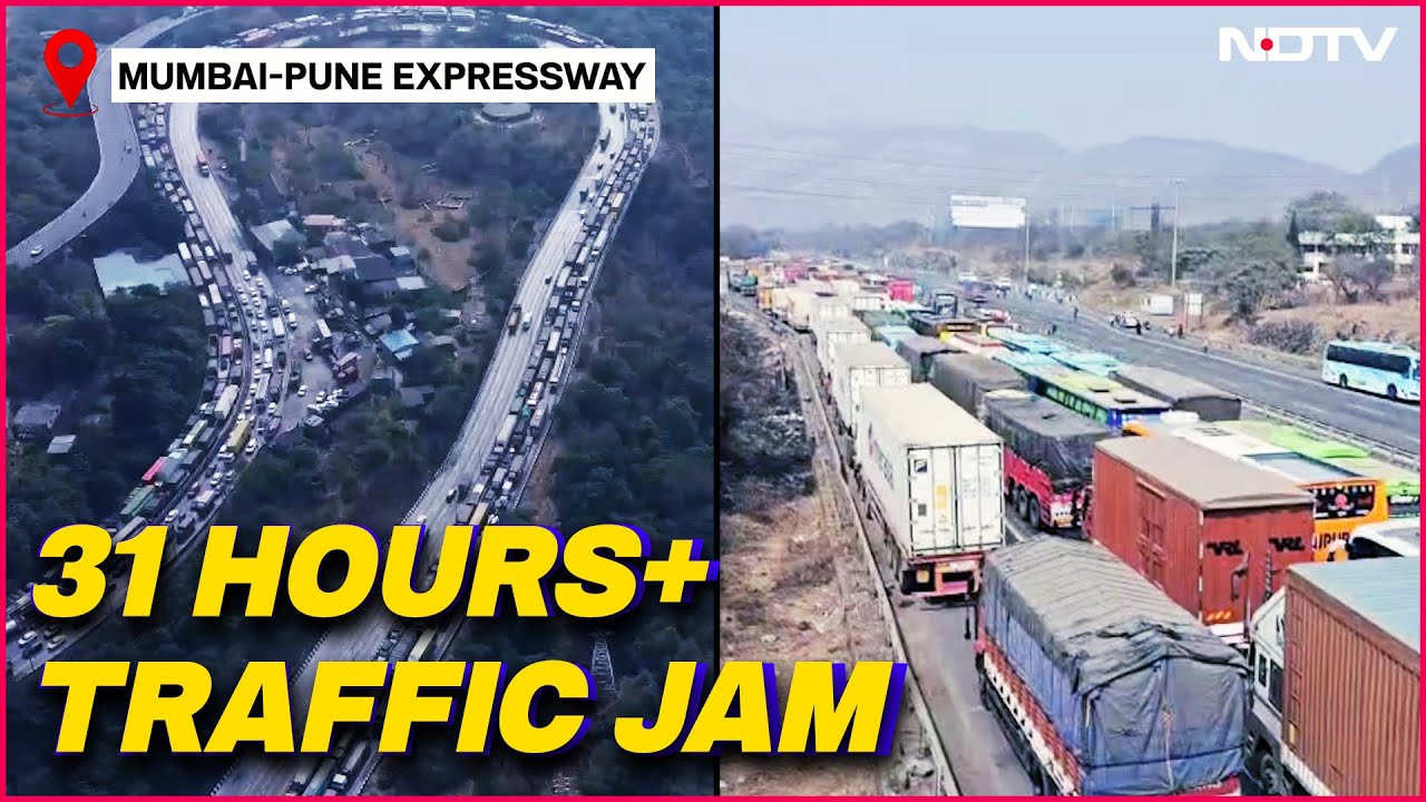 Mumbai Pune Expressway Traffic Jam | Drone Footage Shows Full Extent Of Massive Traffic Jam