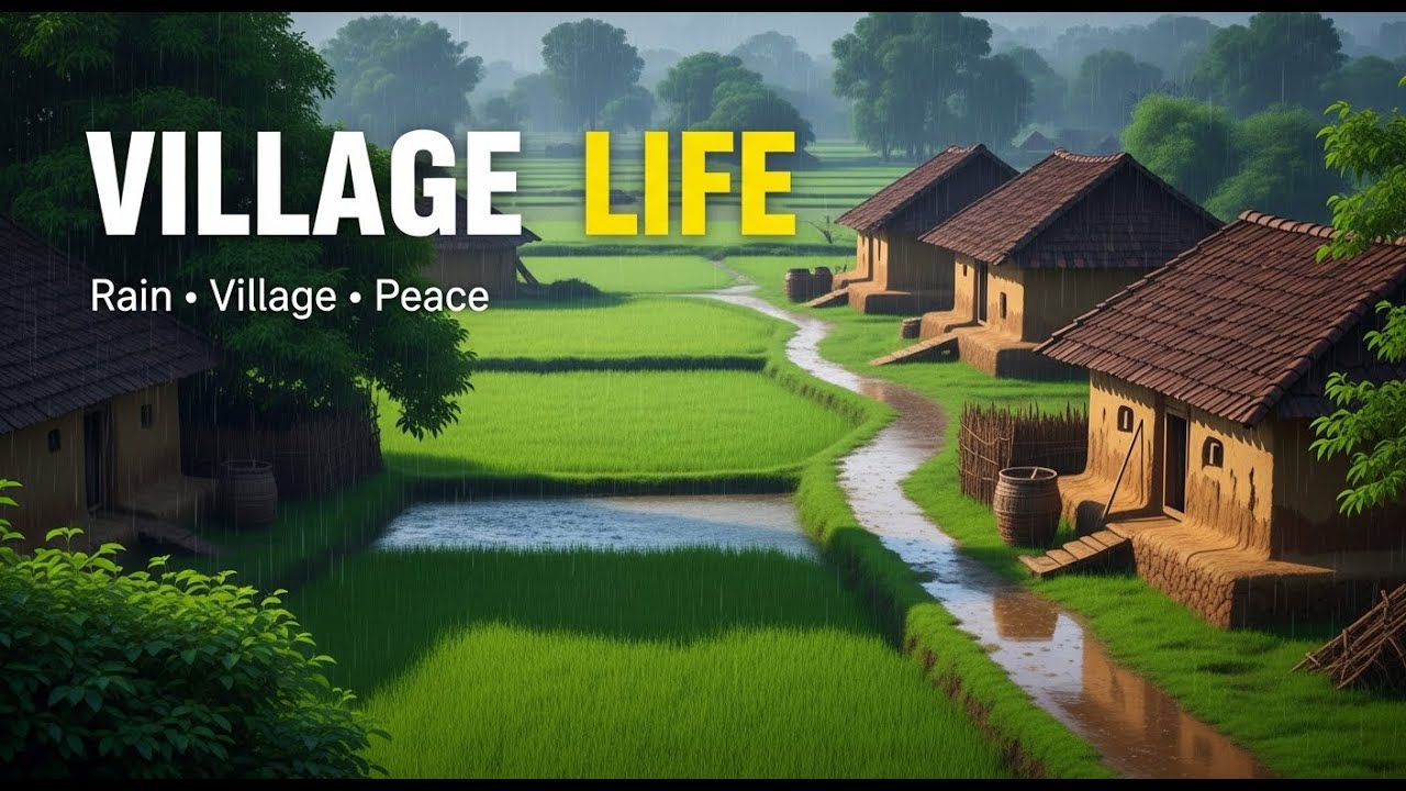 info & entertainment 4 everyone|Ghibli-Inspired Indian Village Life|Rain ASMR|Peaceful Rural Cartoon