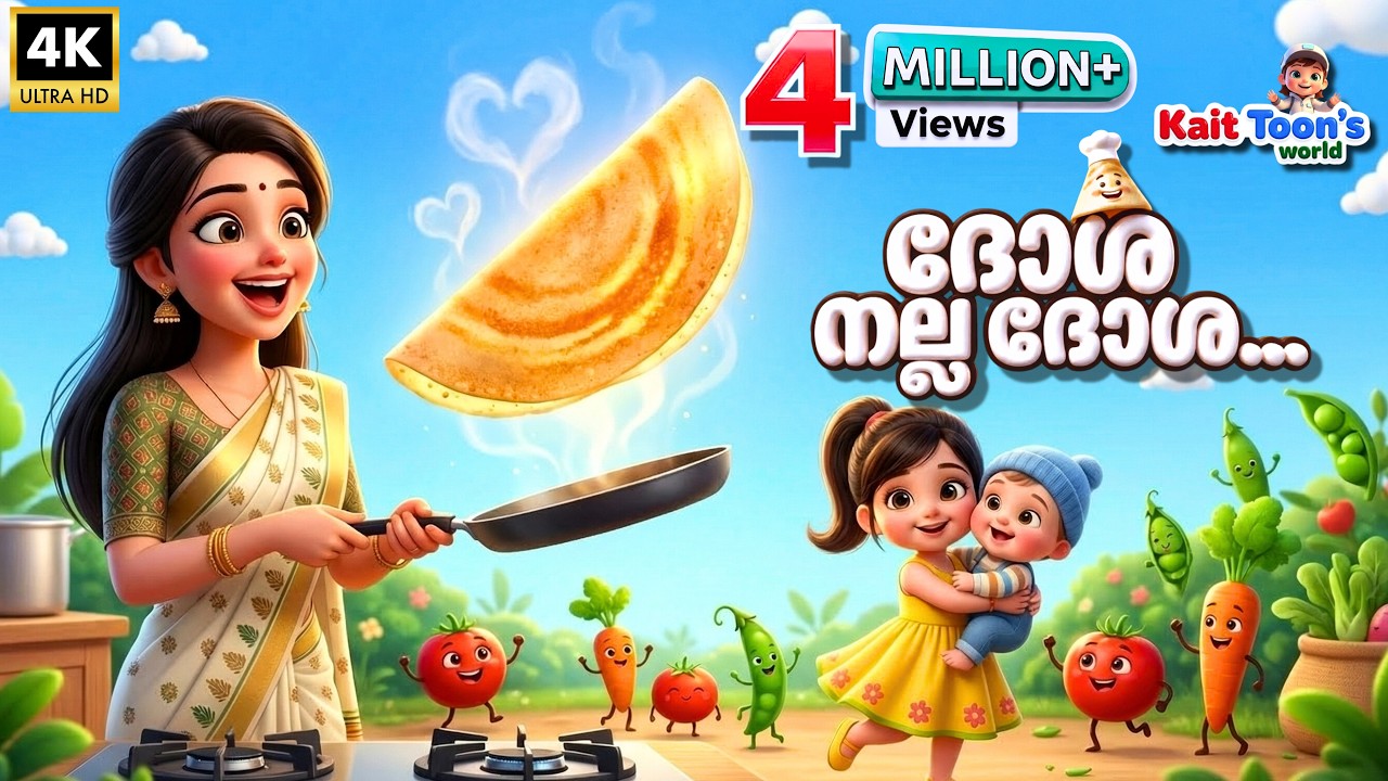 ദോശ നല്ല ദോശ | Dosa Song | Malayalam Kids Cartoon Song | Food Song