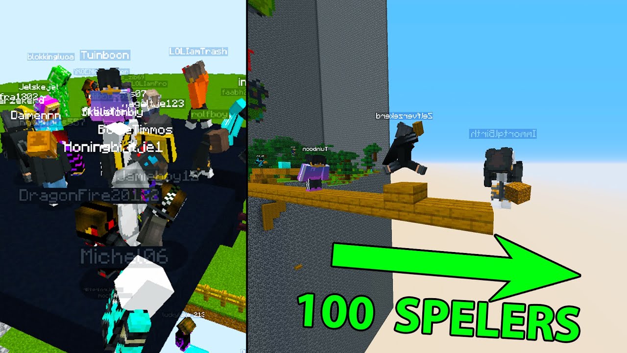 100 SPELERS BRIDGE RACE IN MINECRAFT