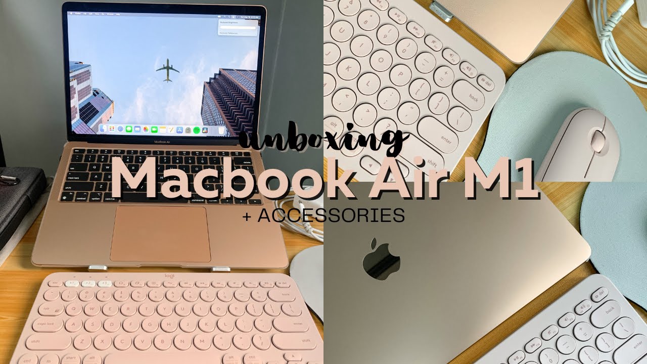 2020 MacBook Air M1 (Gold) unboxing + Accessories 💻