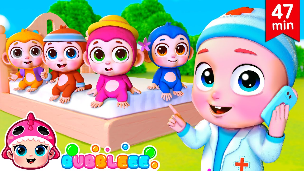 🐵 Five Little Monkeys + More | Bubbleee Nursery Rhymes & Kids Songs 🌟