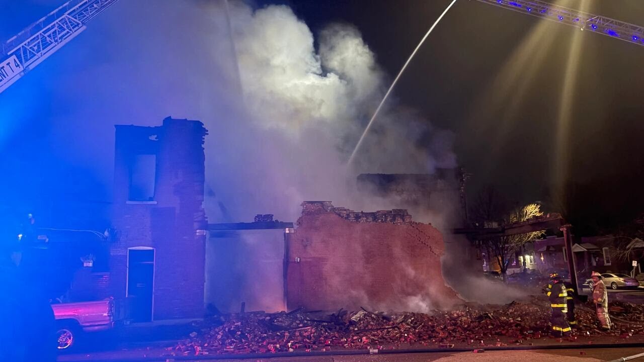 Building collapses after catching on fire in south St. Louis