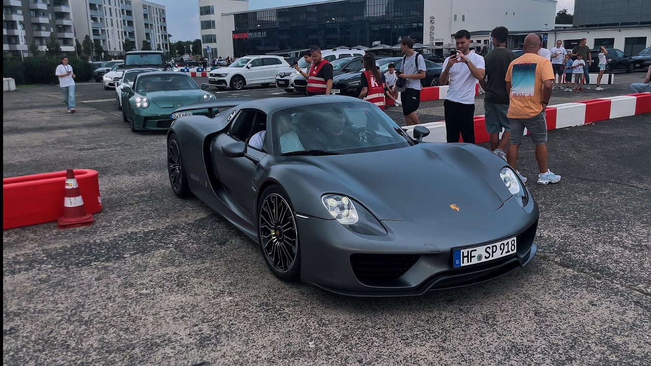 Supercars arriving and driving around MOTORWORLD Cologne