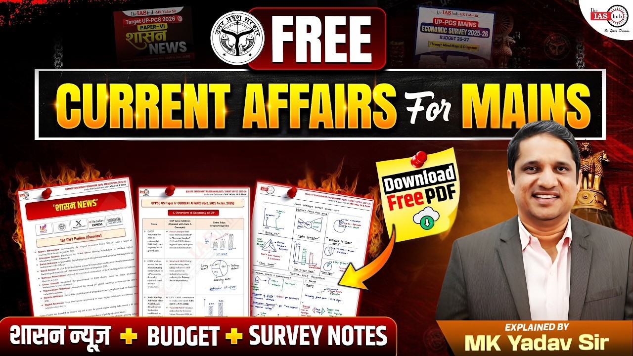 UPPCS Mains 2026 🔥 Complete Current Affairs for G.S Paper  | Free Notes PDF