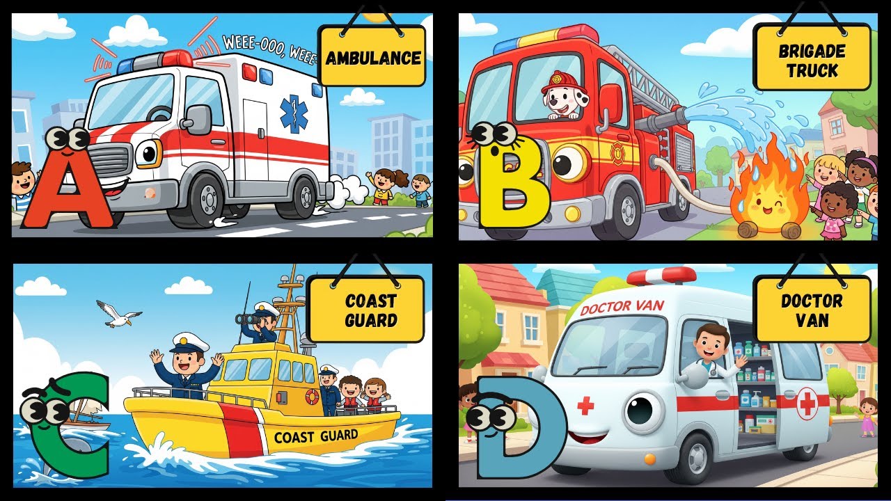 Emergency Vehicles ABC 🚑🚒 | Alphabet & Phonics Song for Kids | Energypac Kids TV