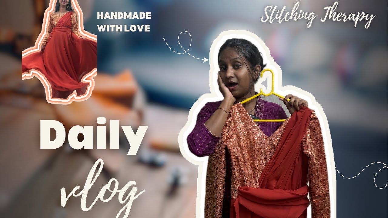 Stitching Rust Orange Gown|School project|Handmade with love❤️ 