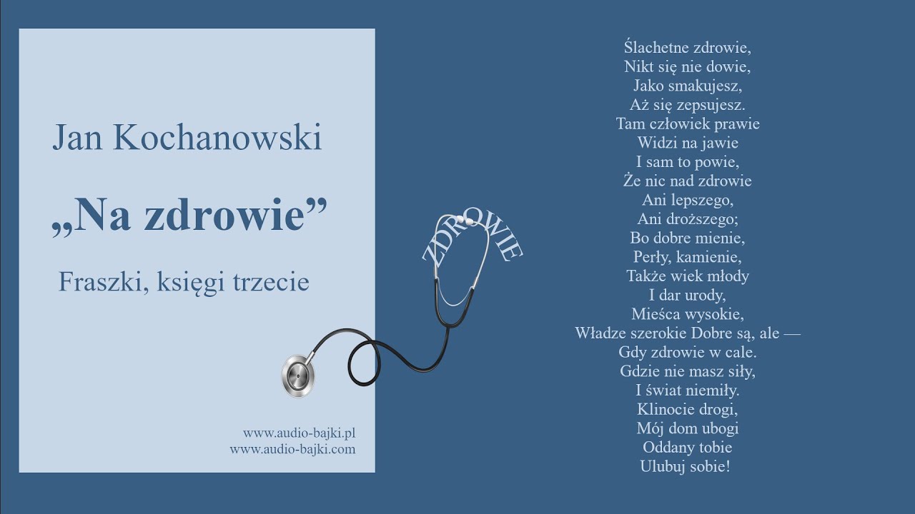 Na zdrowie I Jan Kochanowski I do nauki na pamięć