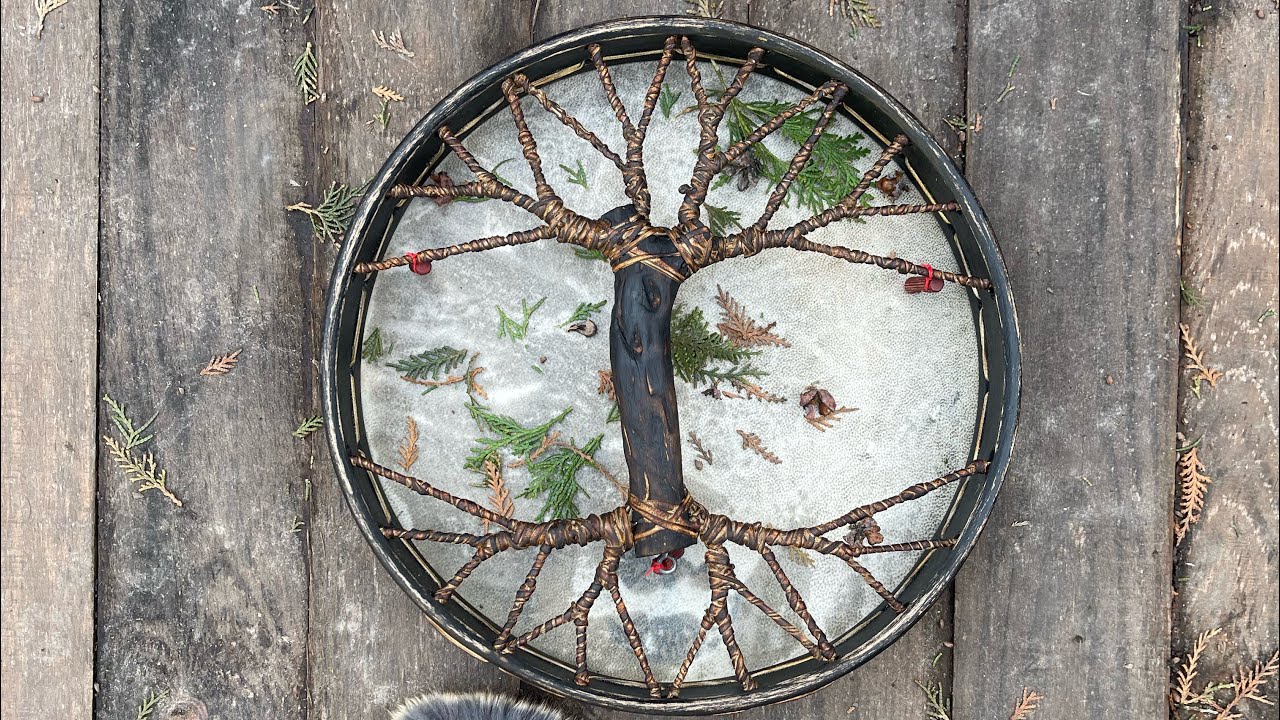 Making Tree of Life handle for shamanic drum 12 inches size