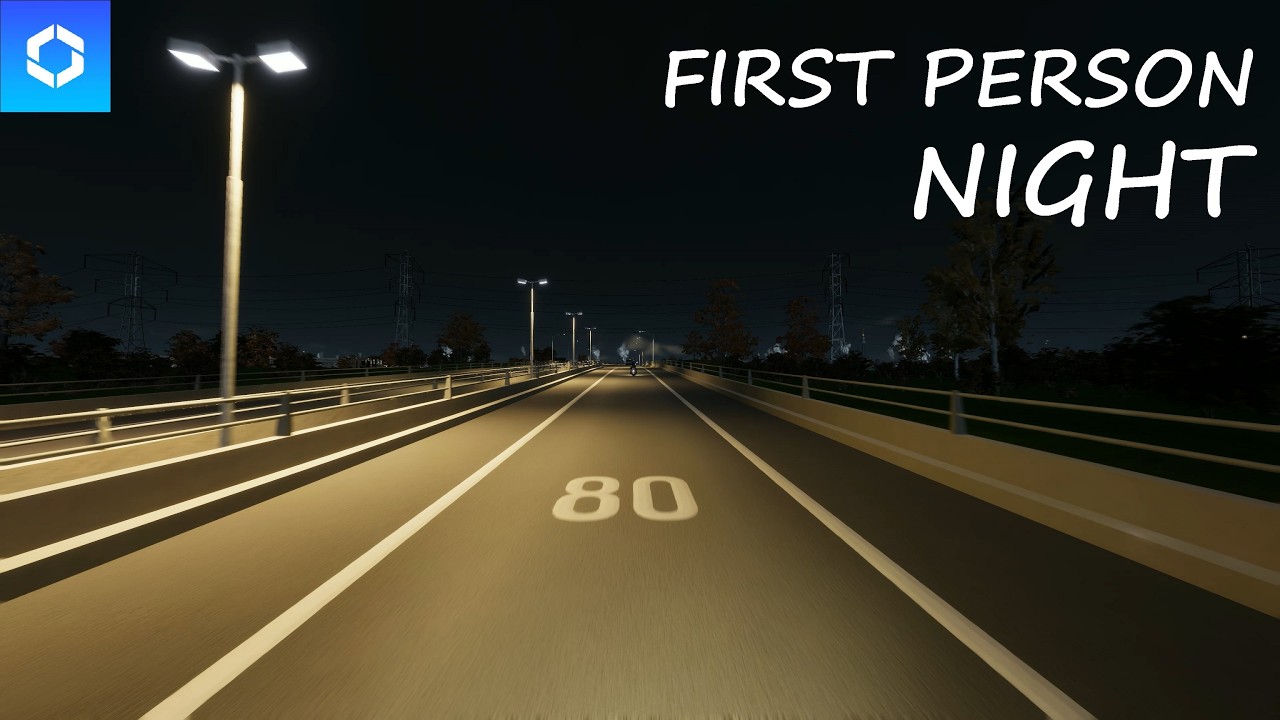Cities Skylines 2 - FIRST Person Drive - Night driving