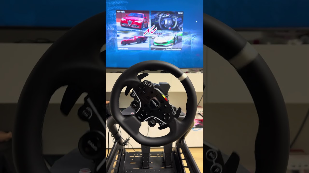 Moza R5 Startup &mdash; Wheel Calibration #SimRacing #MozaR5 #Shorts #PlayseatTrophy #assetocorsa