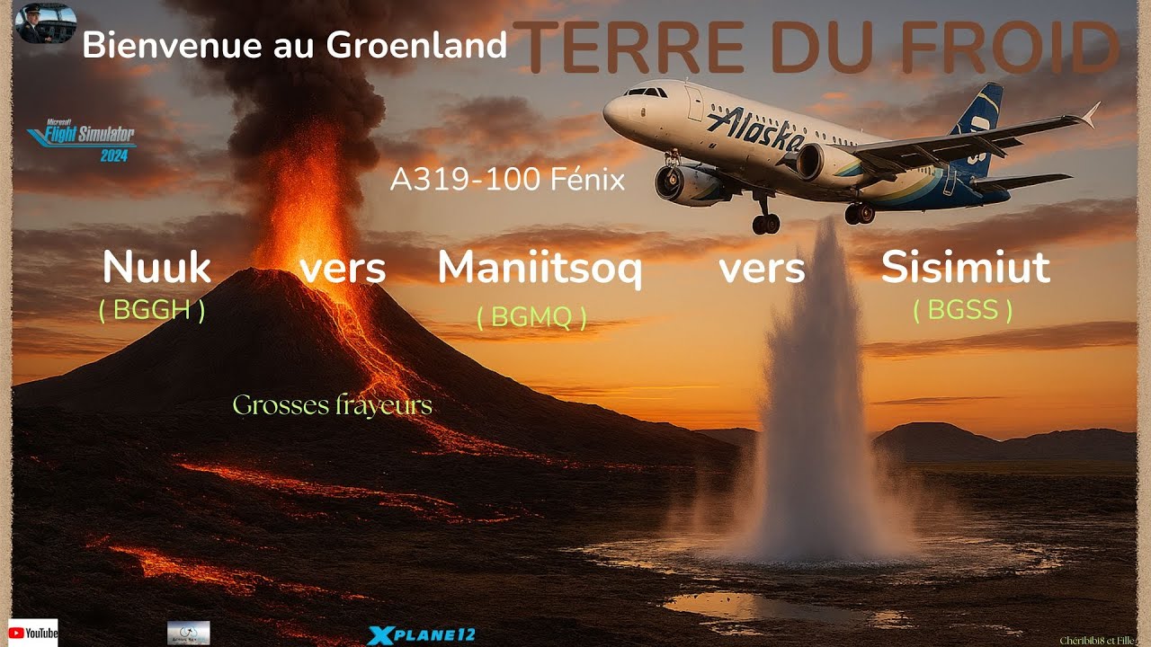 A319-100 , vols hors normes , NUUK-MANIITSOQ-SISIMIUT. Microsoft Flight Simulator 2024