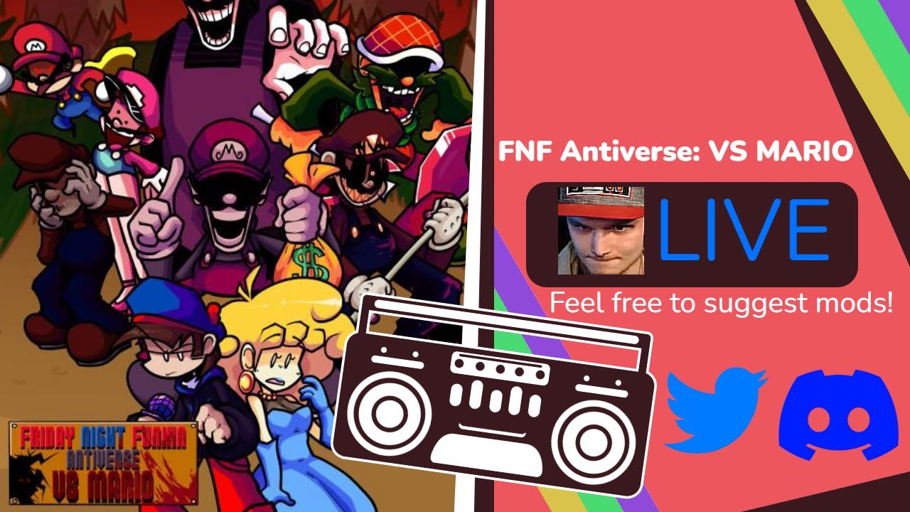 Playing the Vs FNF Antiverse: VS MARIO fnf mod  - LIVE banger music